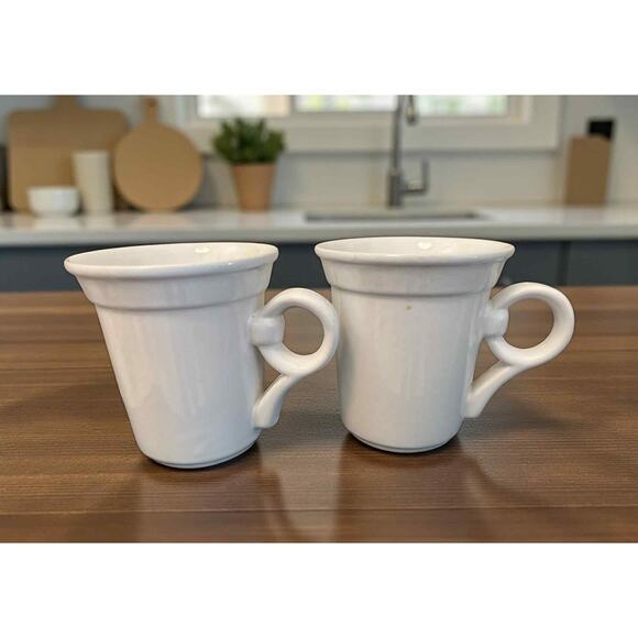 Vintage Nancy Calhoun Coronado White Stoneware Mugs Set of 2 Loop Handle ~ EUC!! - Picture 2 of 3